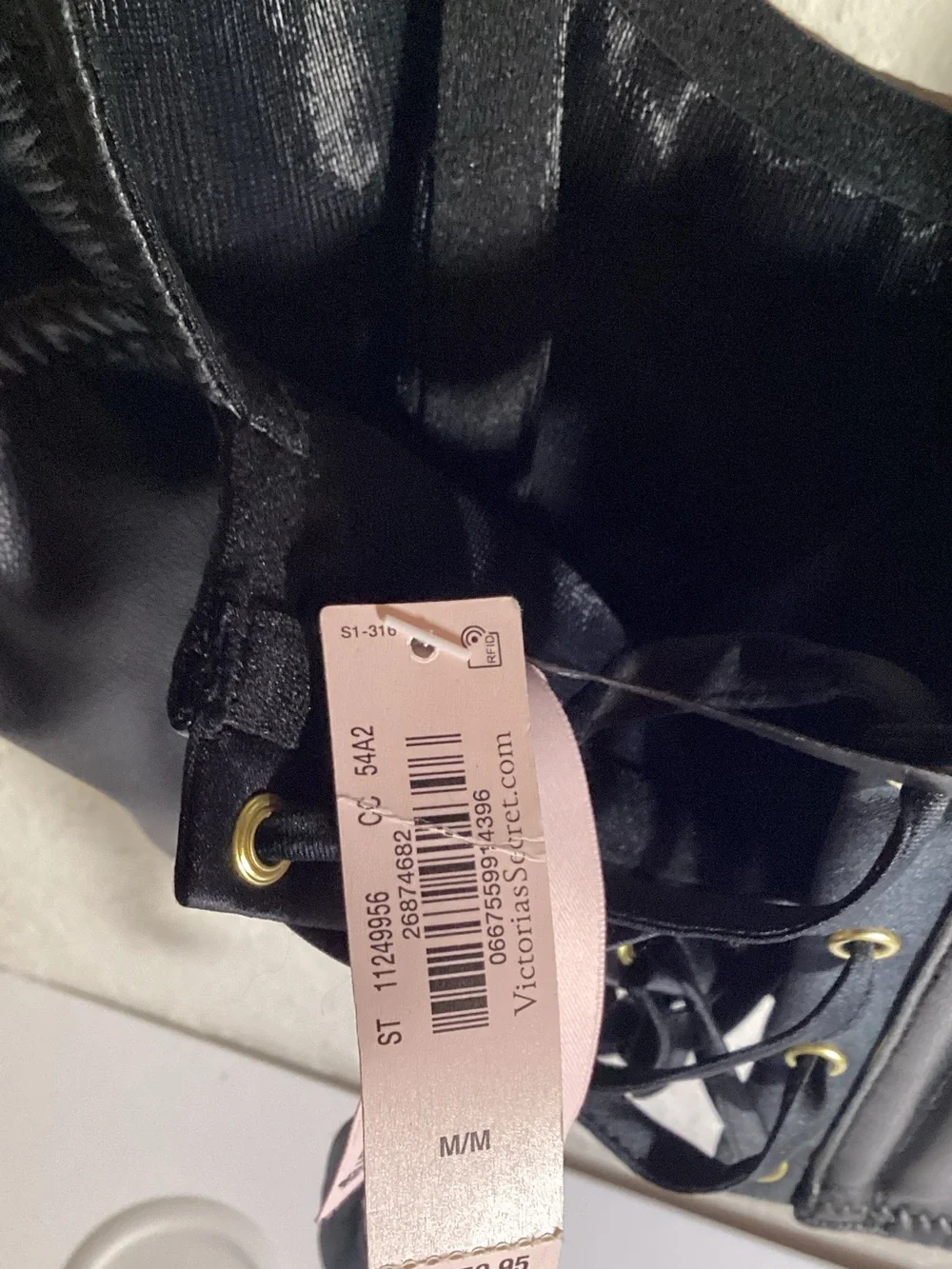 Victoria's Secret Black Satin Lace-Up Bralette